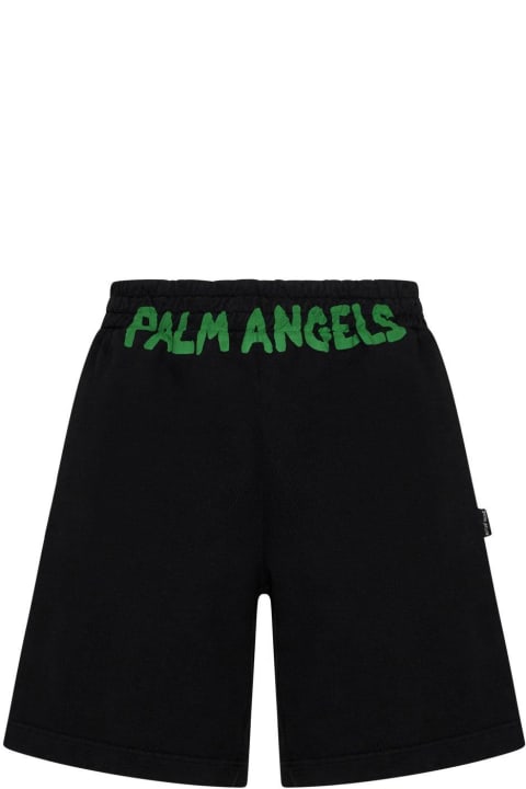 Palm Angels Pants for Men Palm Angels Logo-printed Elasticated Waist Track Shorts