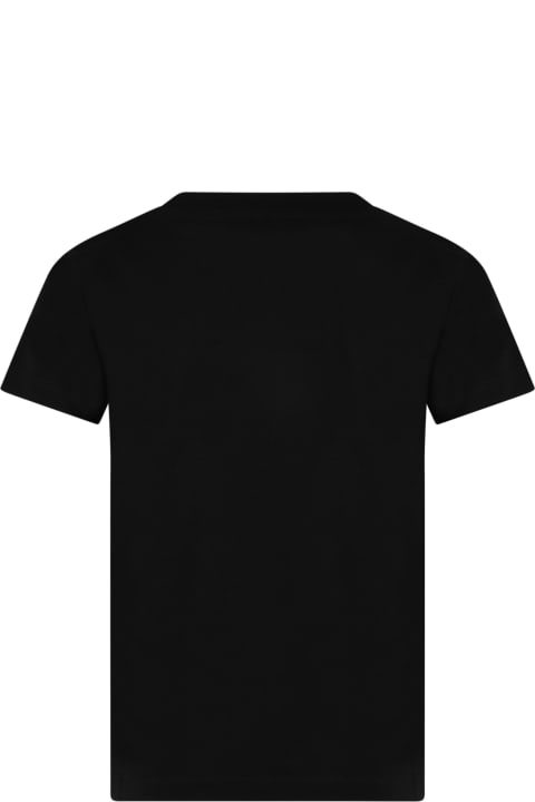 Black T-shirt For Kids With White Logo