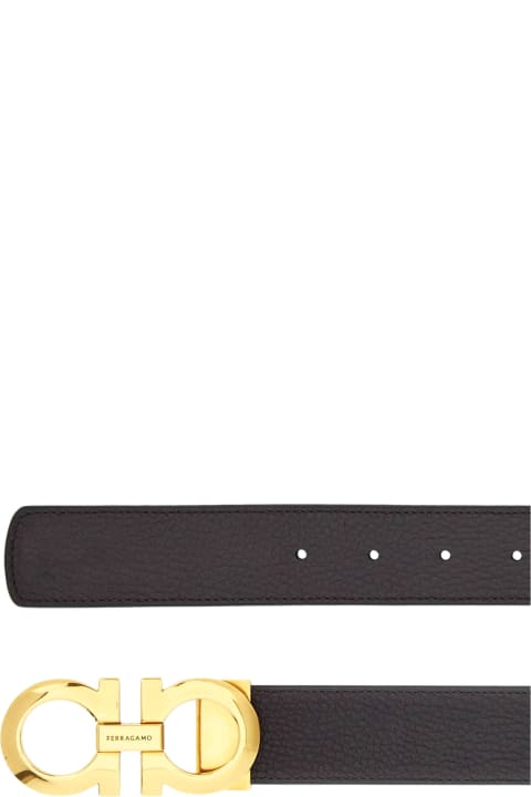 Ferragamo for Men Ferragamo Dark Brown Calf Leather Reversible Belt