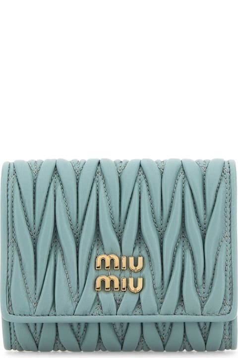 Miu Miu Light Blue Leather Wallet | italist