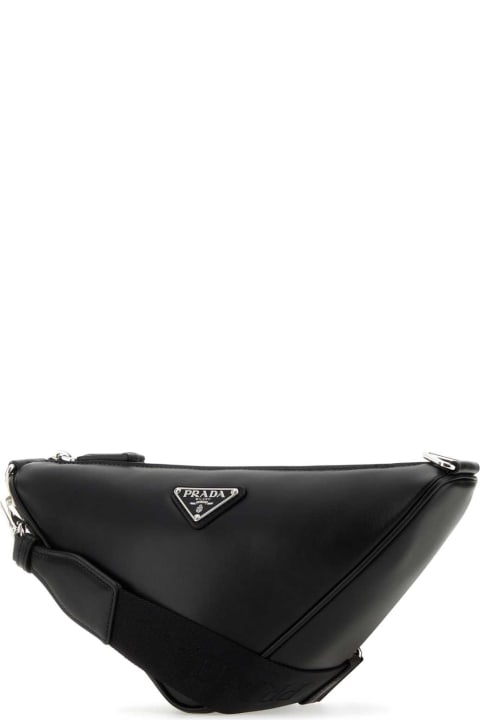 Bags Sale for Men Prada Black Leather Triangle Crossbody Bag