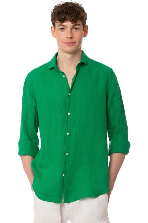 Homeware MC2 Saint Barth Man Green Linen Pamplona Shirt