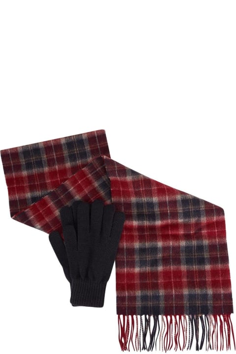 Scarves for Men Barbour Saltburn Tartan Scarf & Glove Knitted Set