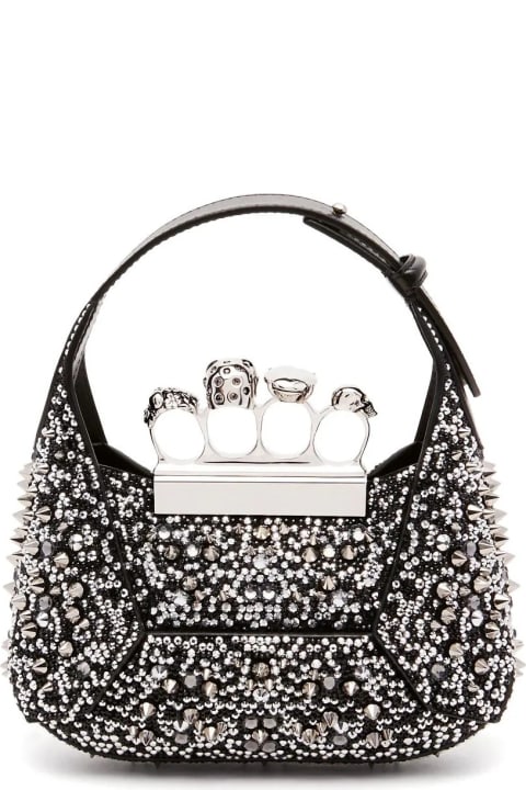 Totes for Women Alexander McQueen The Jewelled Hobo Mini Bag In Black