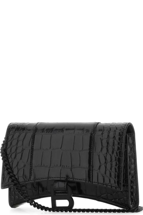 Fashion for Men Balenciaga Black Nappa Leather Hourglass Wallet
