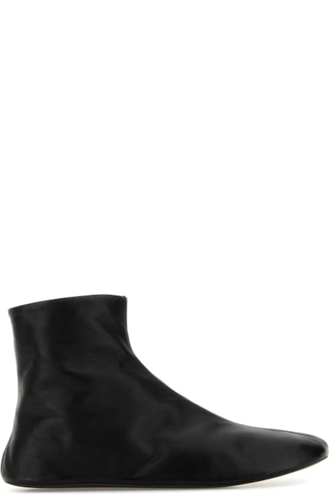 The Row Black Leather Stella Ankle Boots