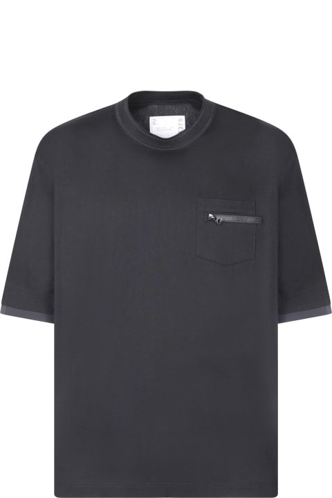 Fashion for Men Sacai Black Zip Pocket T-shirt