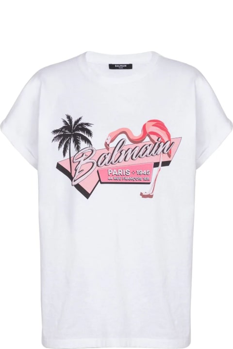 Balmain for Women Balmain Flamingo Print T-shirt