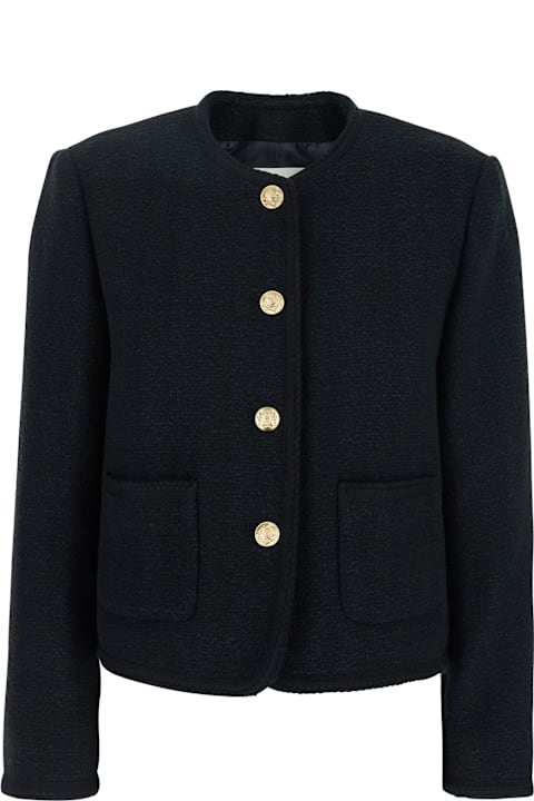 Dunst Coats & Jackets for Women Dunst Black Crewneck Jacket With Contrasting Jewel Buttons In Cotton Blend Woman