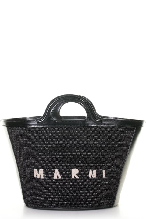 Marni for Women Marni Small Tropicalia Bag In Leather And Raffia Effect Fabric
