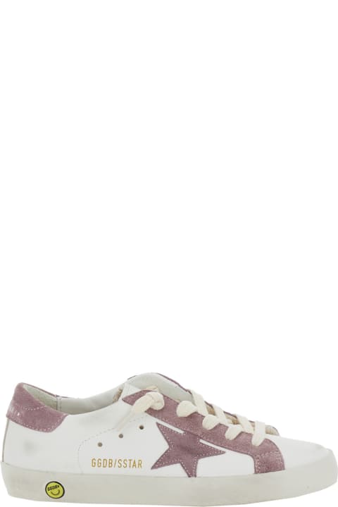 أحذية لـ أولاد Golden Goose Super Star Leather Upper And List Printed Star Suede Heel