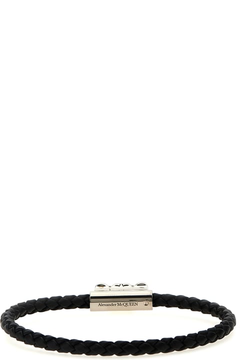 メンズ ブレスレット Alexander McQueen Seal Logo Leather Bracelet