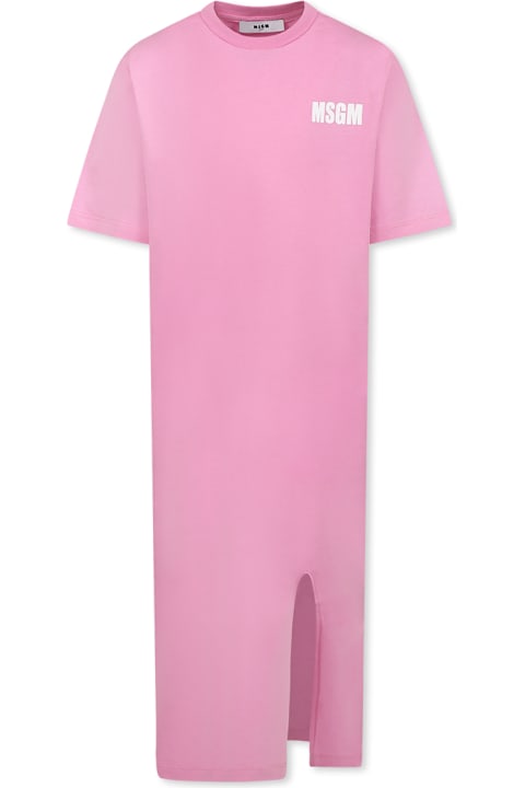 Homeware MSGM Pink Dress For Girl With Logo