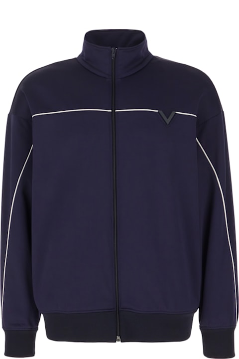 Valentino Garavani Fleeces & Tracksuits for Men Valentino Garavani Midnight Blue Nylon Blend Sweatshirt