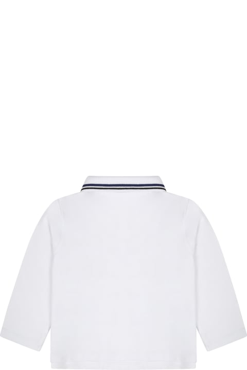 ベビーボーイズ トップス Emporio Armani White Polo Shirt For Baby Boy With Logo