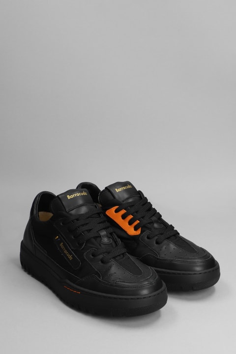 Sneakers In Black Leather And Fabric