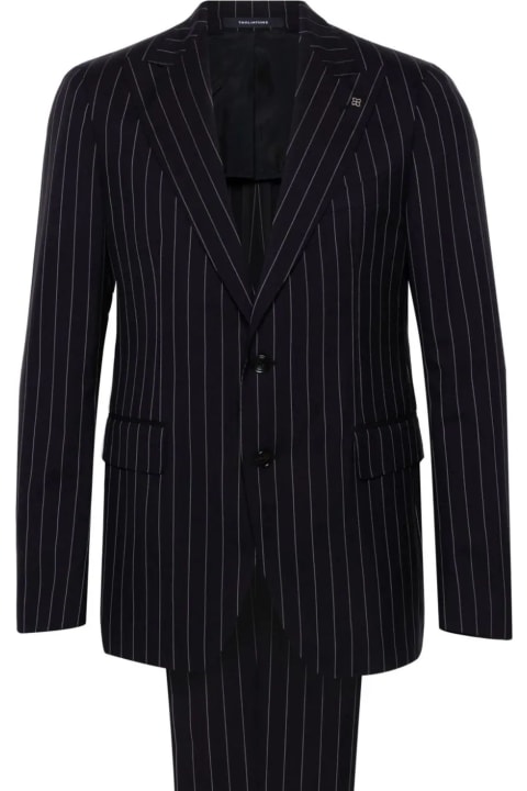 Suits for Men Tagliatore Dark Pinstriped Single-breasted Wool Suit