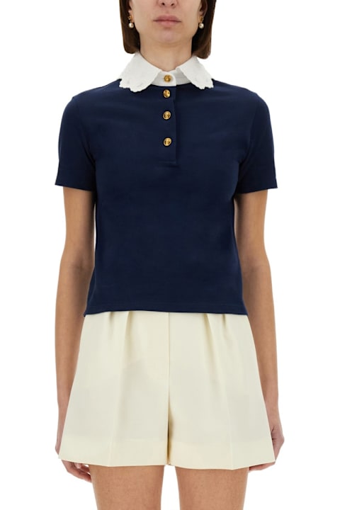 Valentino for Kids Valentino Embroidered Cotton Sweatshirt Polo Shirt