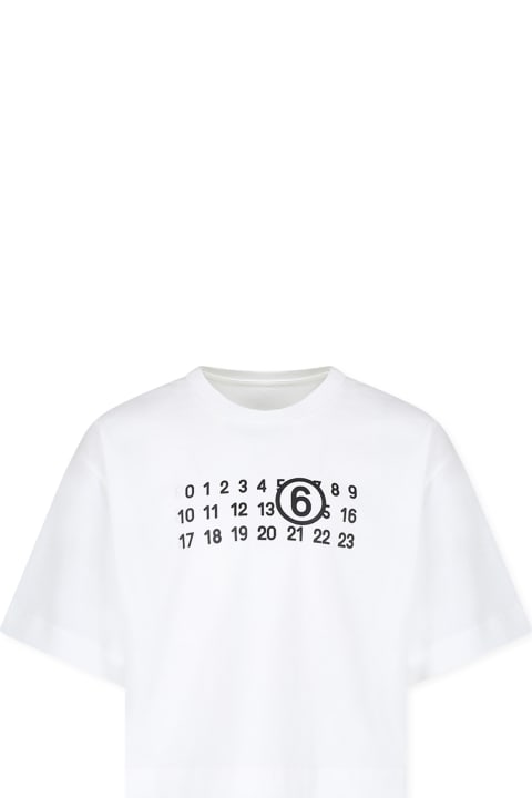 Fashion for Girls MM6 Maison Margiela White T-shirt For Girl With Numbers Print