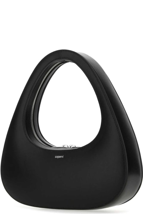 Coperni for Women Coperni Black Leather Baguette Swipe Handbag