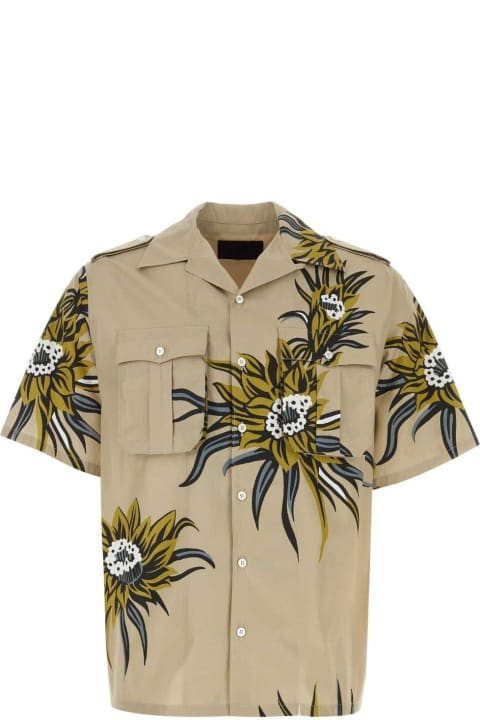 Clothing Sale for Men Prada Pattern-printed Short-sleeved Shirt