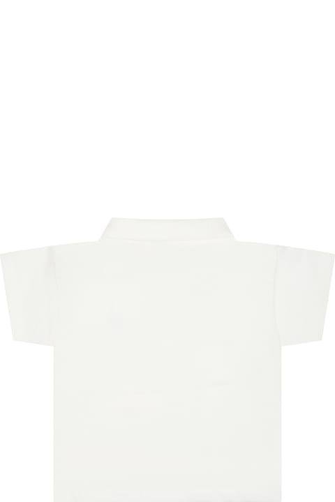 ベビーボーイズ Petit BateauのTシャツ＆ポロシャツ Petit Bateau White Polo Shirt For Baby Boy With Logo