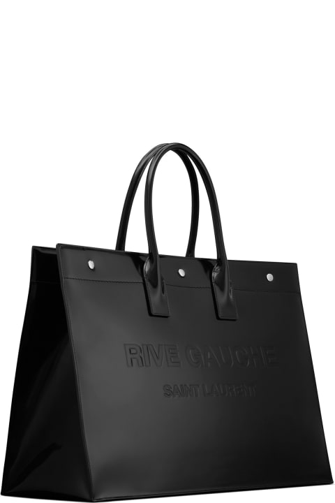 Large Rive Gauche Tote Bag In Shiny Leather