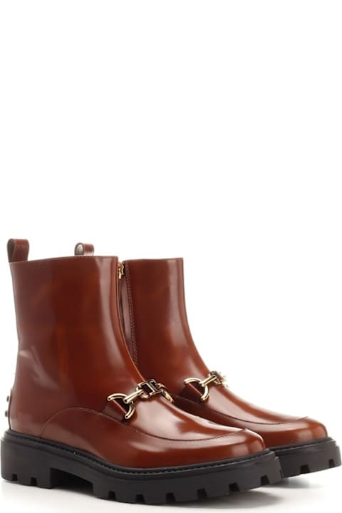 Tod's Boots for Women Tod's Logo Plaque Round Toe Ankle Boots