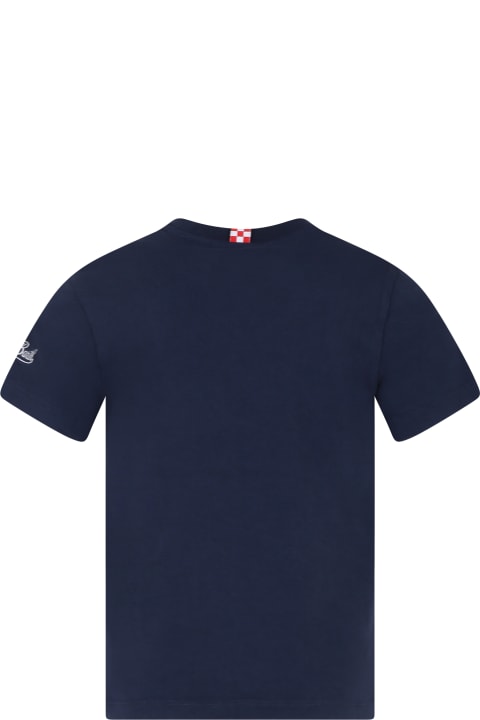 MC2 Saint Barth Topwear for Boys MC2 Saint Barth Blue T-shirt Forboy With Pelican Print And Logo