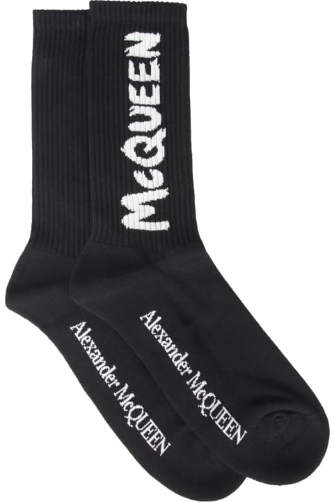Alexander McQueen Underwear for Women Alexander McQueen Graffiti Logo Socks
