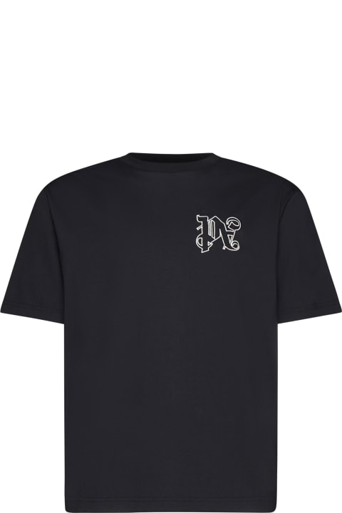 Palm Angels Topwear for Men Palm Angels Black T-shirt With Monogram