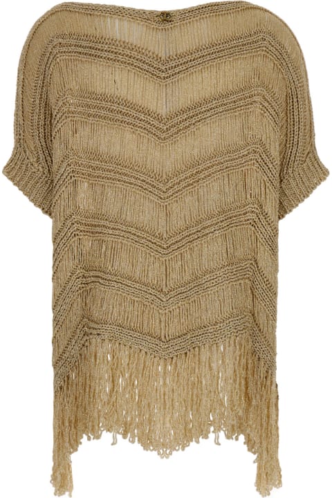 ウィメンズ新着アイテム TwinSet Beige Lamè Crochet Cape In Viscose Blend Woman