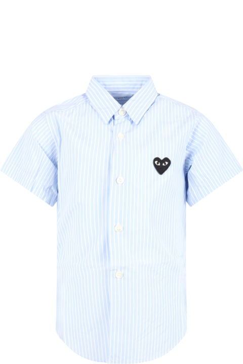 Light Blue Shirt For Kids With Black Heart