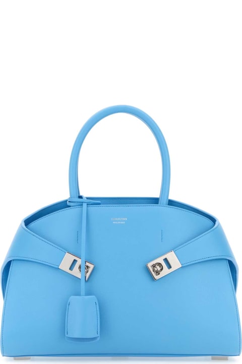 Ferragamo Totes for Women Ferragamo Turquoise Leather Small Hug Handbag