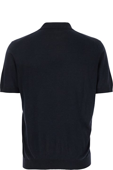 Tagliatore for Men Tagliatore Blue Polo Shirt With Buttonless Collar And Ribbed Trims In Silk Man