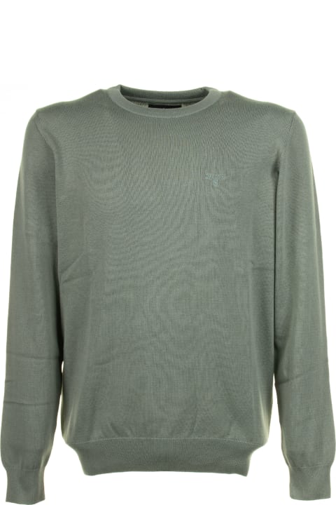 Barbour Sweaters for Men Barbour Green Crew Neck Sweater