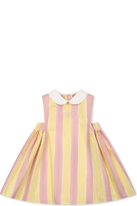 Fendi for Kids Fendi Multicolor Dress For Baby Girl With Logo