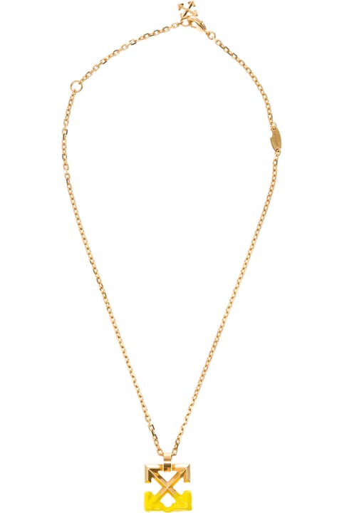 Off White Woman's Arrow Bloob  Gold Metal  Necklace