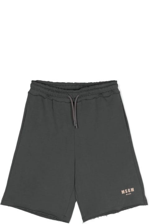 メンズ新着アイテム MSGM Grey Shorts With Logo And Drawstring