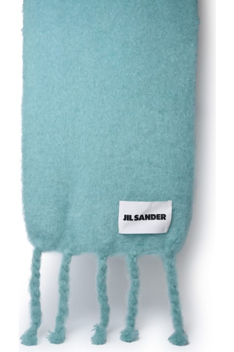 Scarves & Wraps for Women Jil Sander Teal Wool Blend Scarf