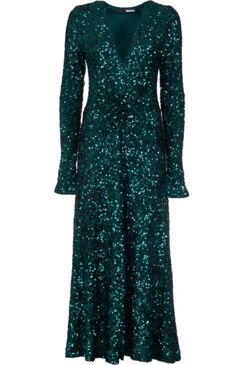 Clothing for Women Rotate by Birger Christensen V-neck Sequin Coated Long Dress