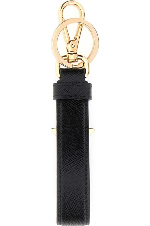 Keyrings for Women Prada Black Leather Key Ring