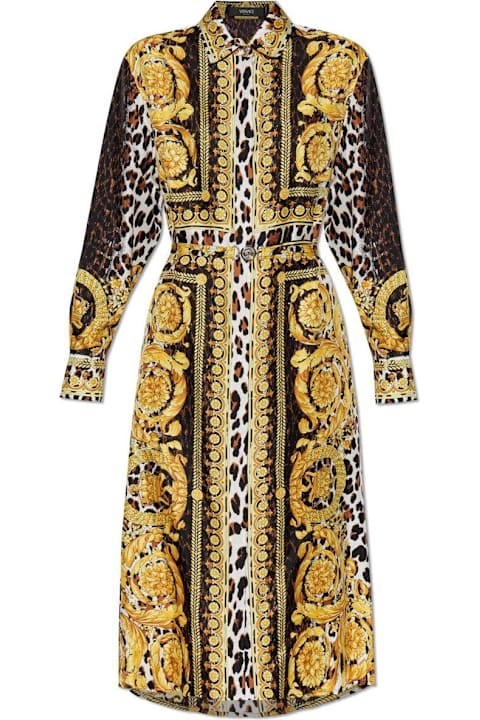 Versace Sale for Women Versace Wild Barocco Foulard Long-sleeved Shirt Dress