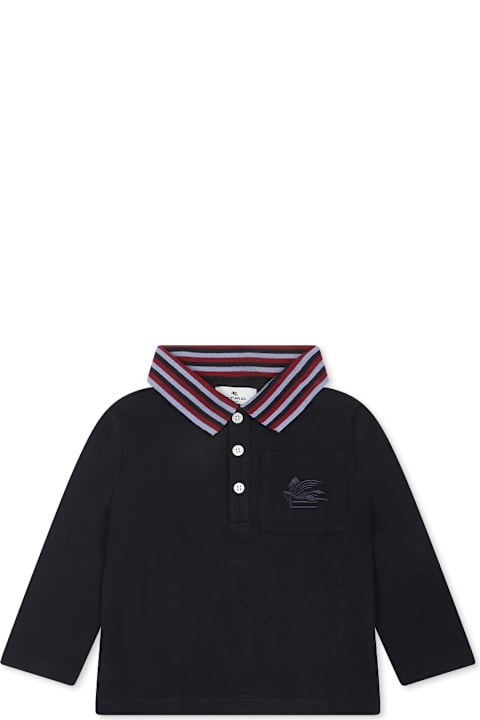 Homeware Etro Blue Polo Shirt For Baby Boy With Pegasus
