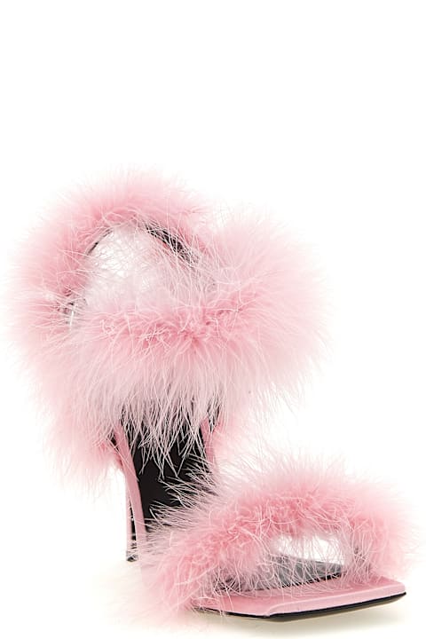 Moschino Satin Sandals And Feathers