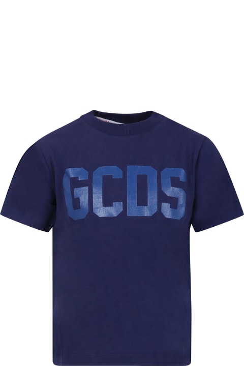 Blue T-shirt For Kids With Logo