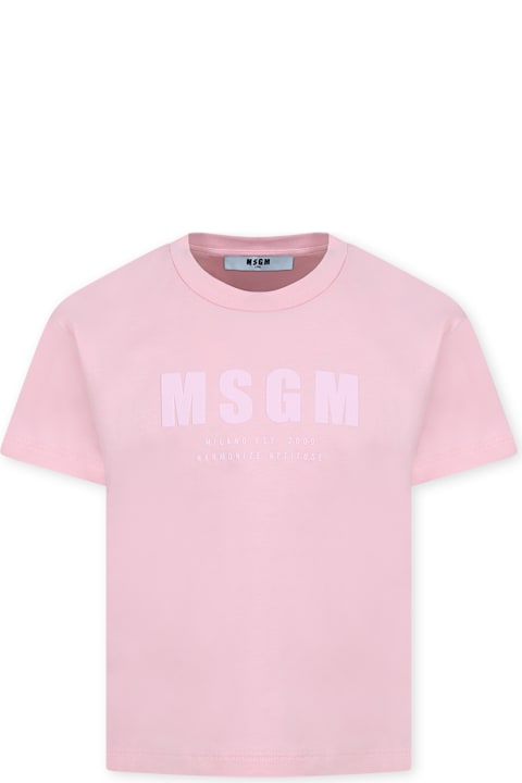 أدوات منزلية MSGM Pink T-shirt For Girl With Logo