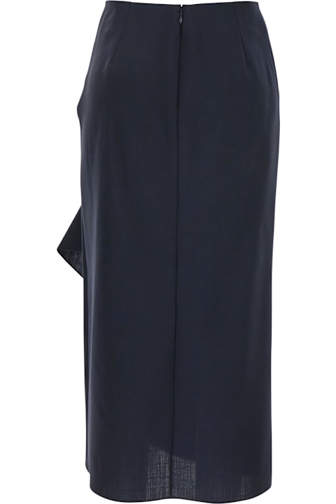 Alexander McQueen for Kids Alexander McQueen Blue Skirt With Asymmetric Design And Front Seam With Pleats In Wool And Mohair Blend Woman