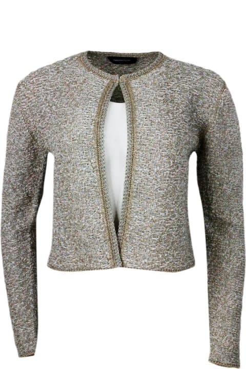 Fabiana Filippi Sweaters for Women Fabiana Filippi Chanel-style Jacket Sweater Open On The Front And With Hook Closure Embellished With Bright Lurex Threads