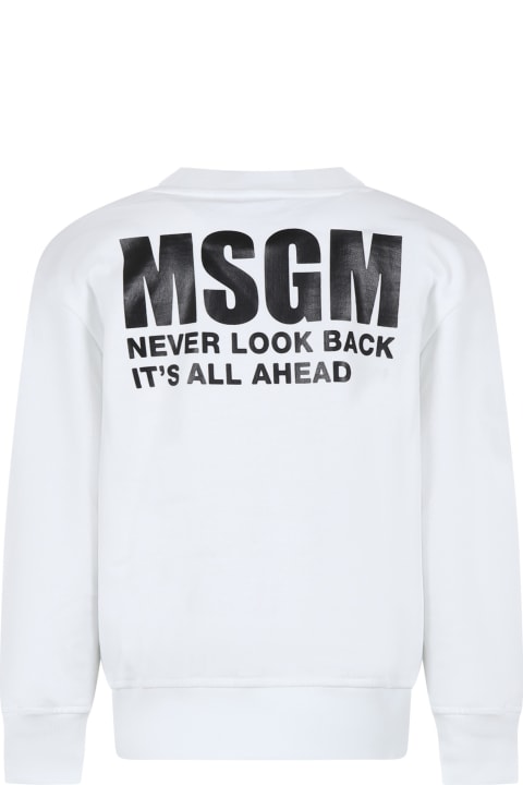 Sweaters & Sweatshirts for Boys MSGM White Sweatshirt For Kids With Logo